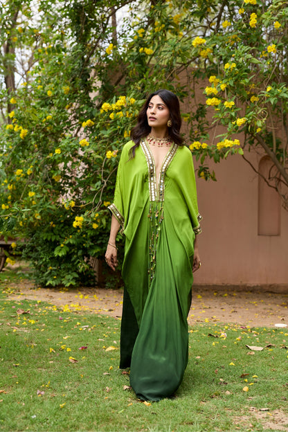 ALGAE GREEN OMBRE KAFTAN SET