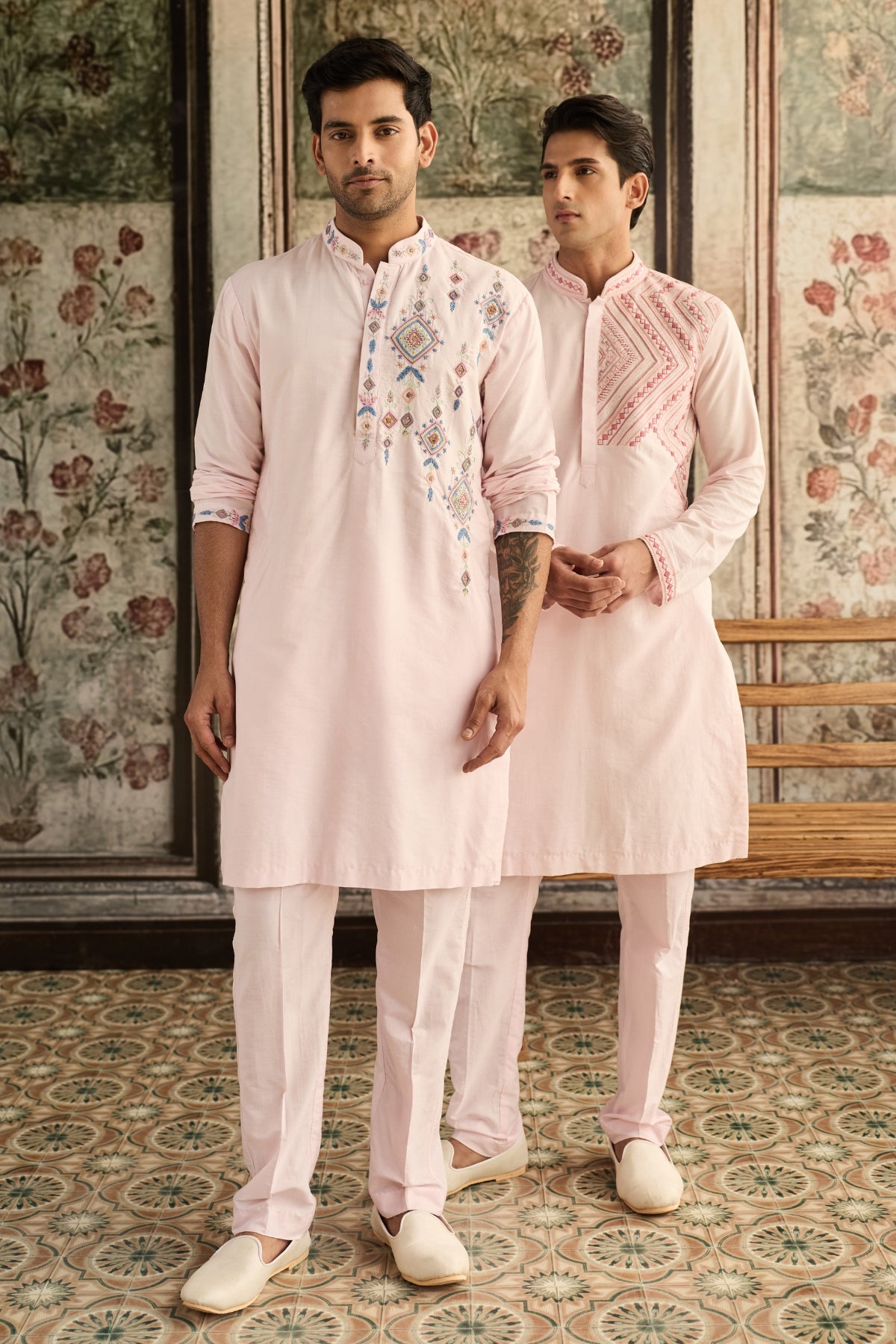 BLUSH PINK  EMBROIDERED KURTA & PANTS