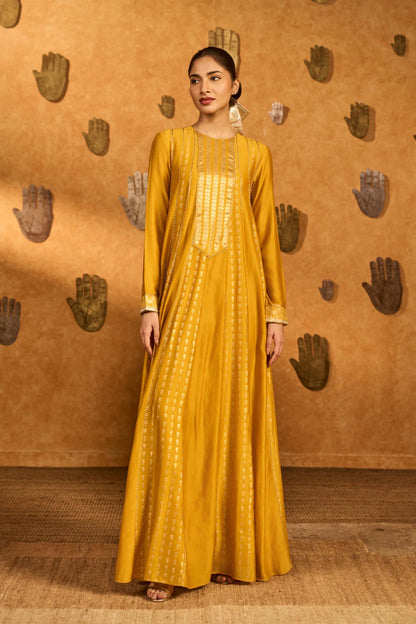 Ochre Snow Light Anarkali Set