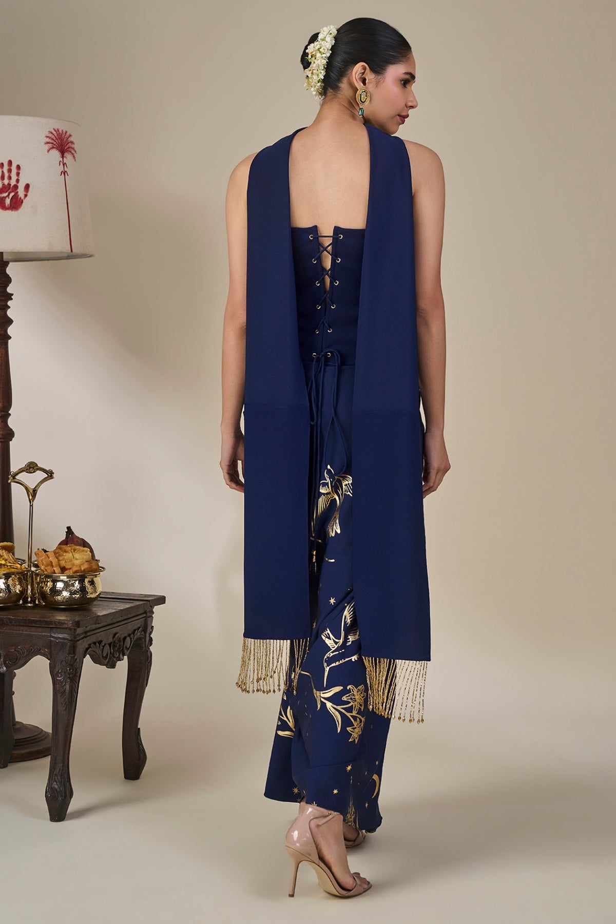 Blue Cosmic Birdsong Corset Set