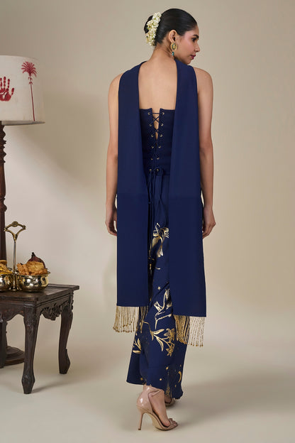 Blue Cosmic Birdsong Corset Set
