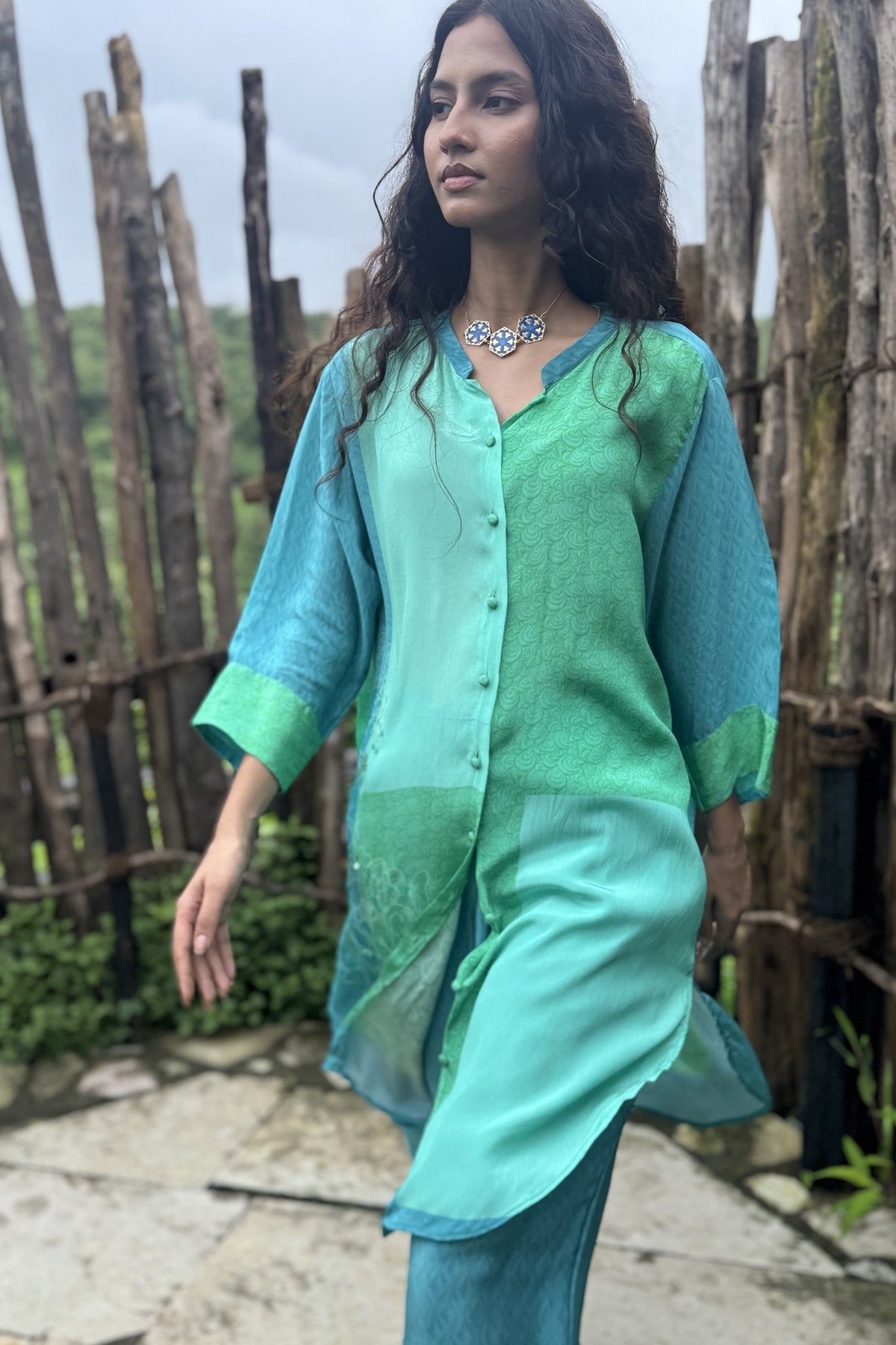 Aqua Blue Crepe Co-Ord Set