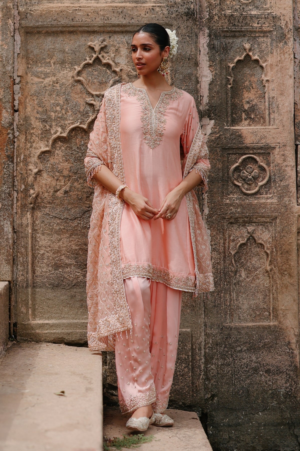 Maham - Pink Anarkali Set with Salwar & Dupatta