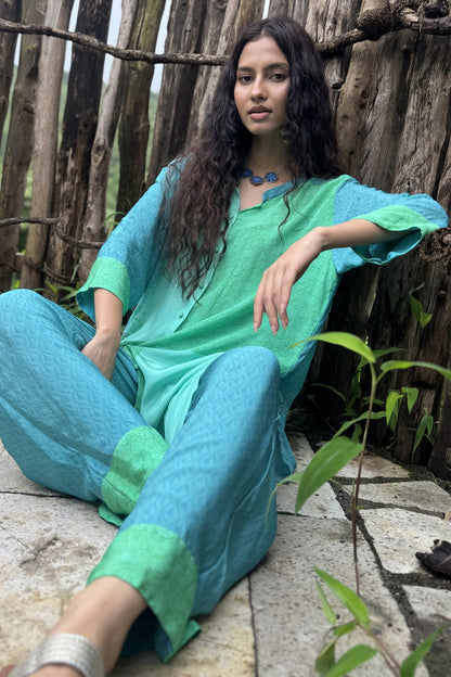 Aqua Blue Crepe Co-Ord Set