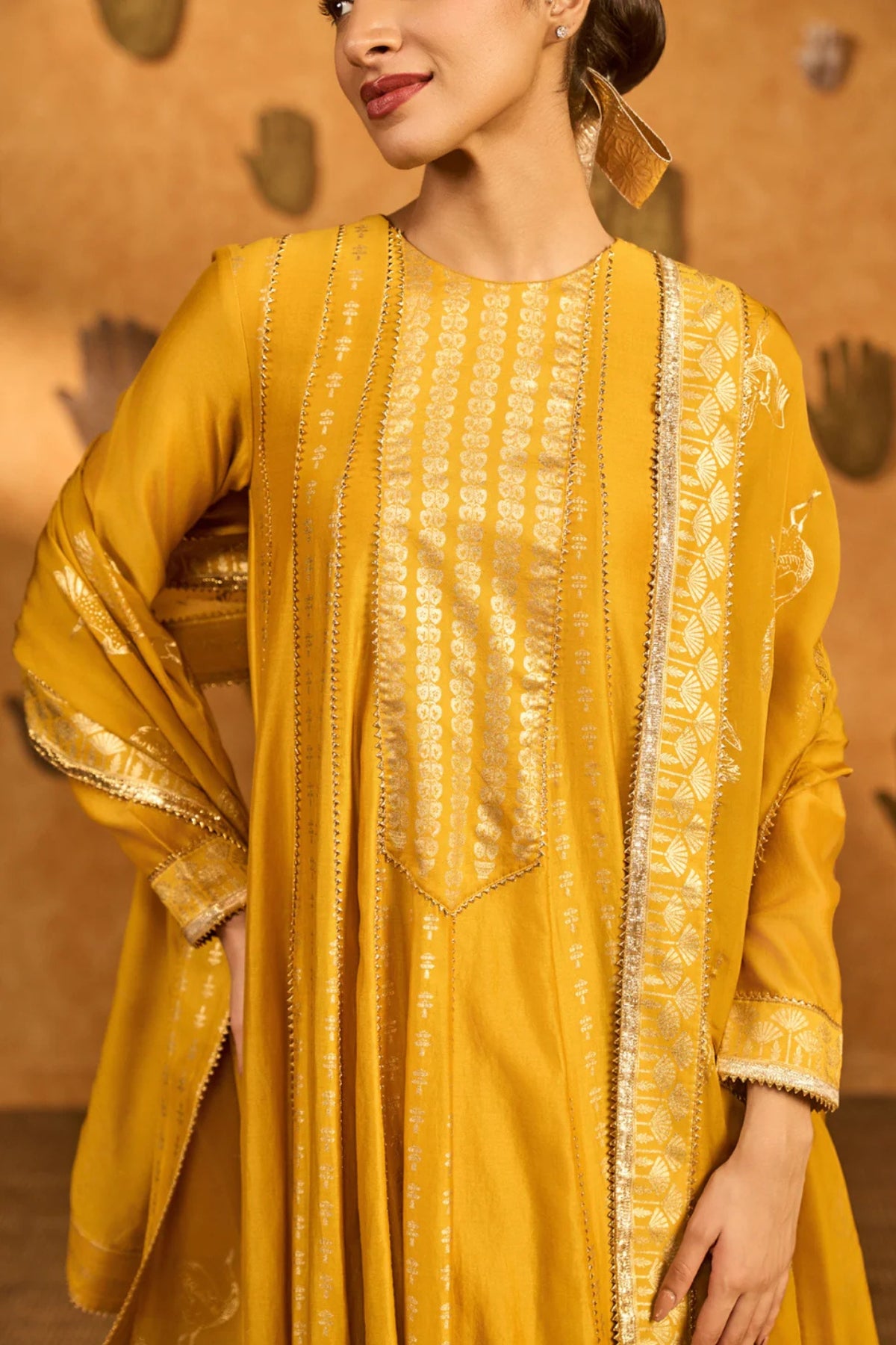 Ochre Snow Light Anarkali Set