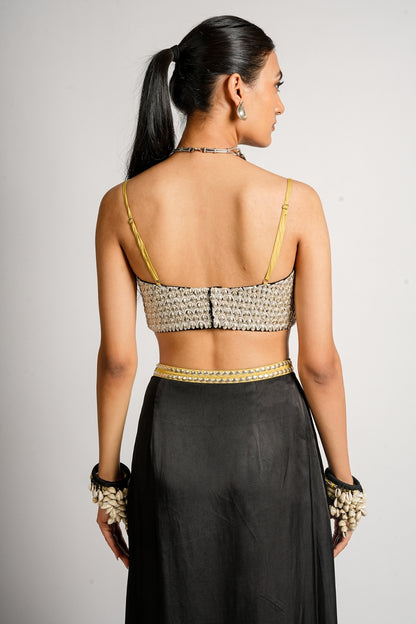 Nayra Cape Jacket With Drape Skirt and Embellished Bustier