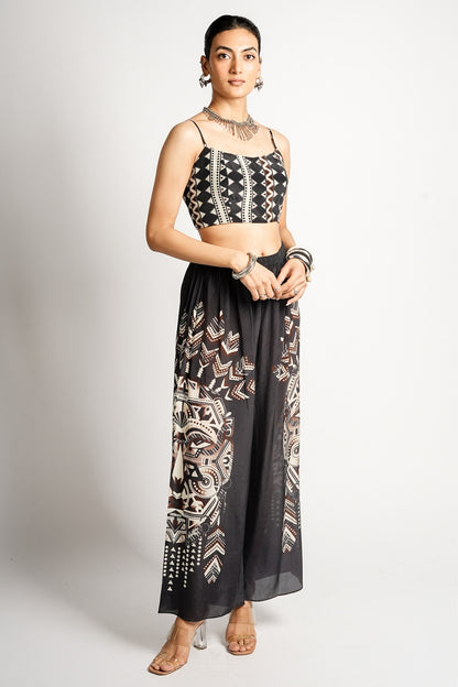 Kuro Mask Co-ord Set With Printed Bustier