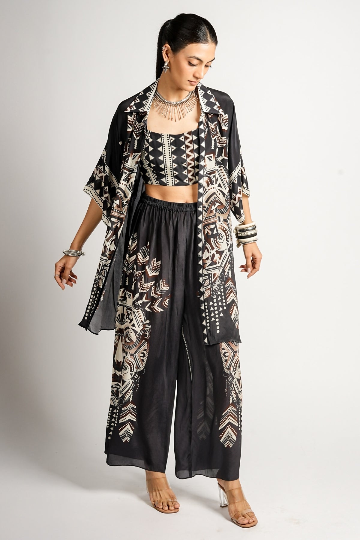 Kuro Mask Co-ord Set With Printed Bustier
