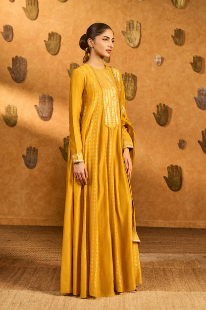 Ochre Snow Light Anarkali Set