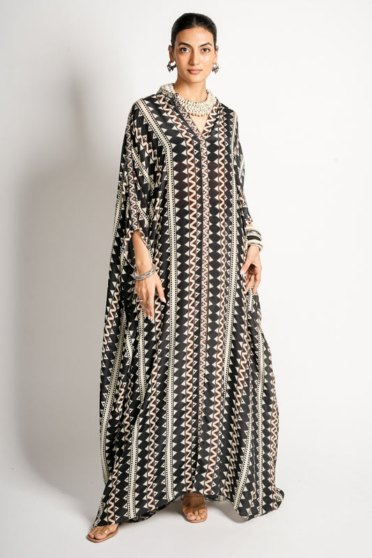 Tribal Noir Kaftan Set