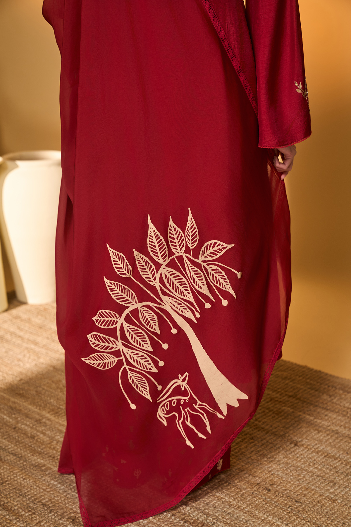 Red Deer Totem Kurta Set