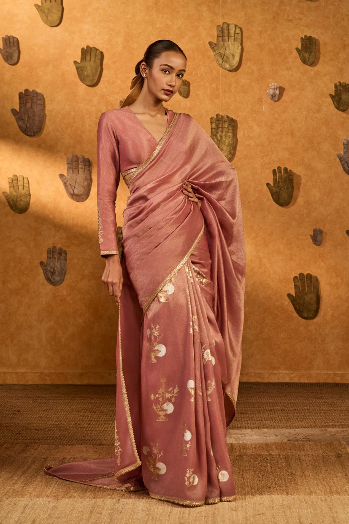 Mauve Moon Garden Tissue Saree