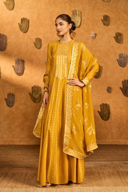Ochre Snow Light Anarkali Set