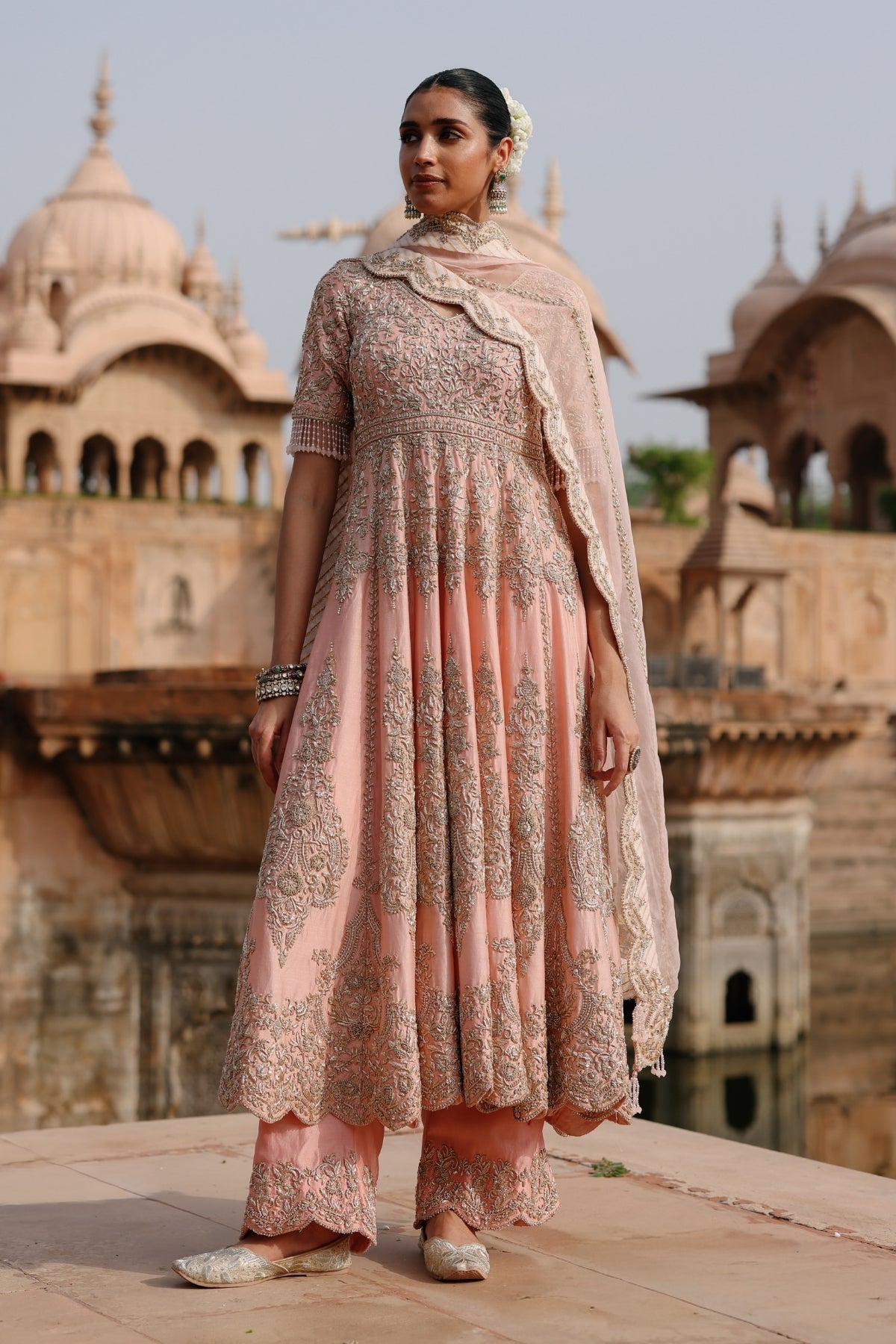 Mahrosh - Pink Kalidaar Anarkali Set with Palazzo & Dupatta