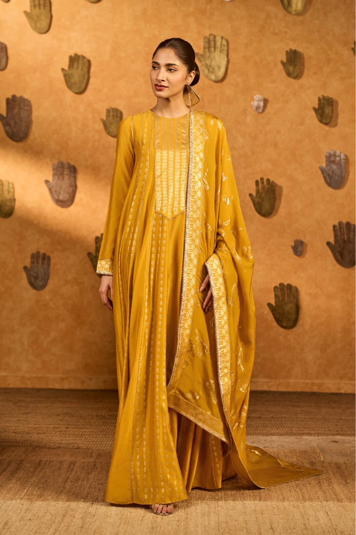 Ochre Snow Light Anarkali Set