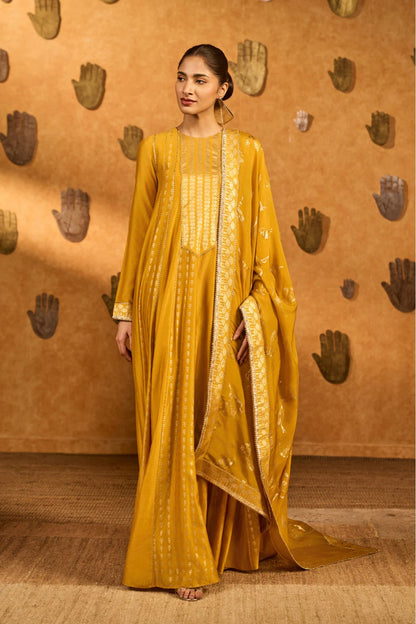 Ochre Snow Light Anarkali Set