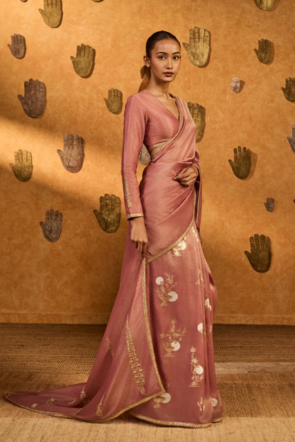 Mauve Moon Garden Tissue Saree