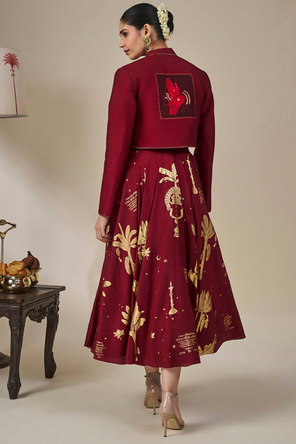 Cherry Malabar Masque Skirt Set