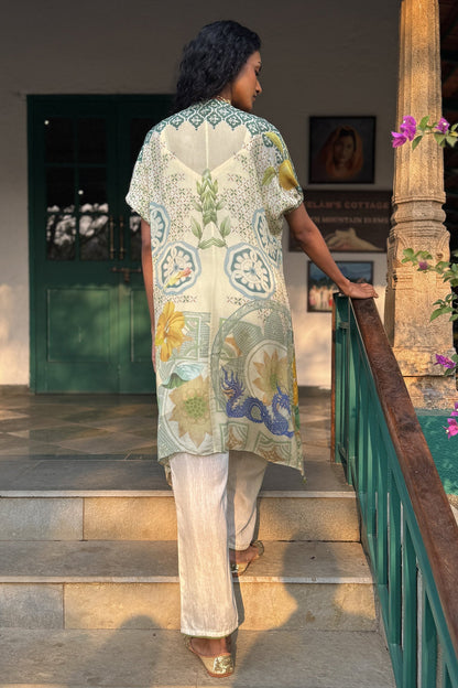 Ivory Chiffon & Linen Silk Co-Ord Set