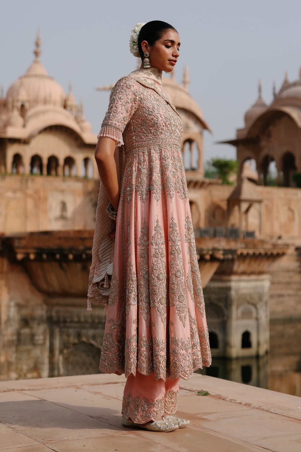 Mahrosh - Pink Kalidaar Anarkali Set with Palazzo & Dupatta