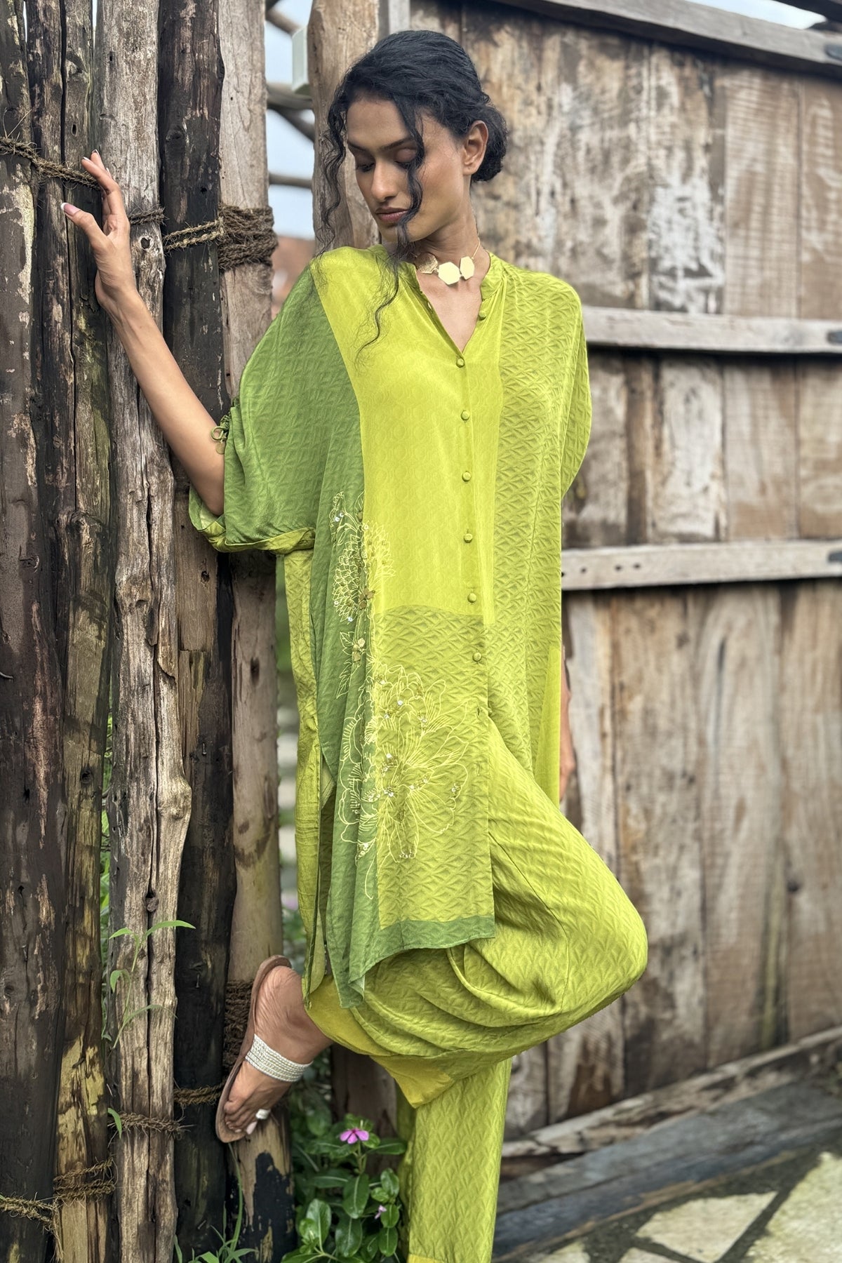 Olive Green Crepe Co-Ord Set