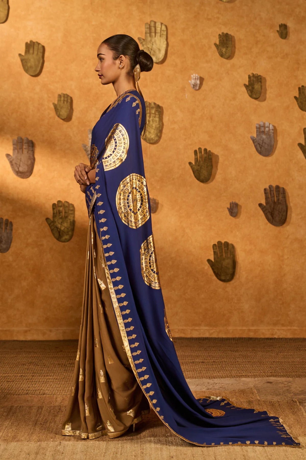 Mocha And Sapphire Moonfish Saree