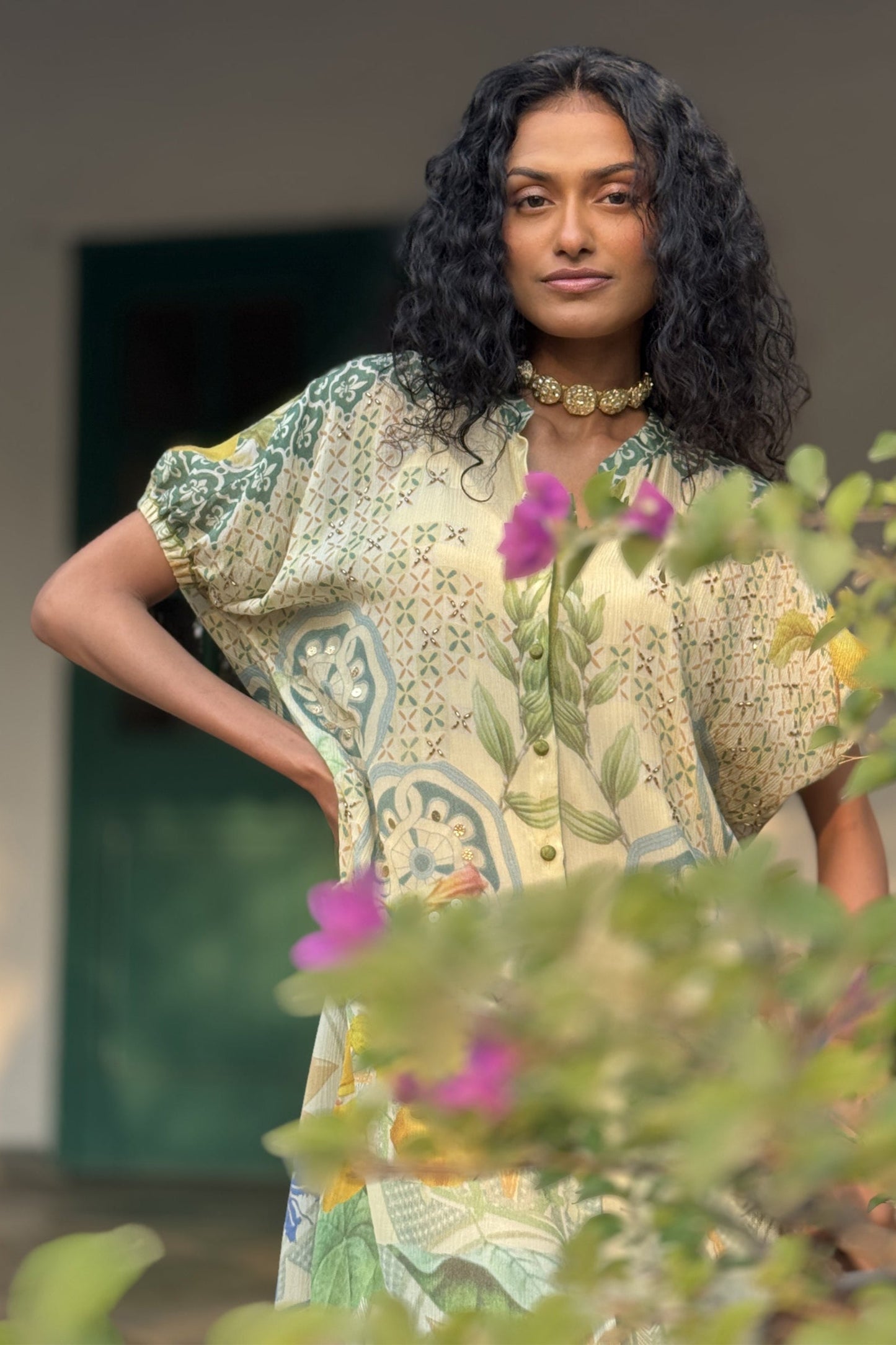 Ivory Chiffon & Linen Silk Co-Ord Set