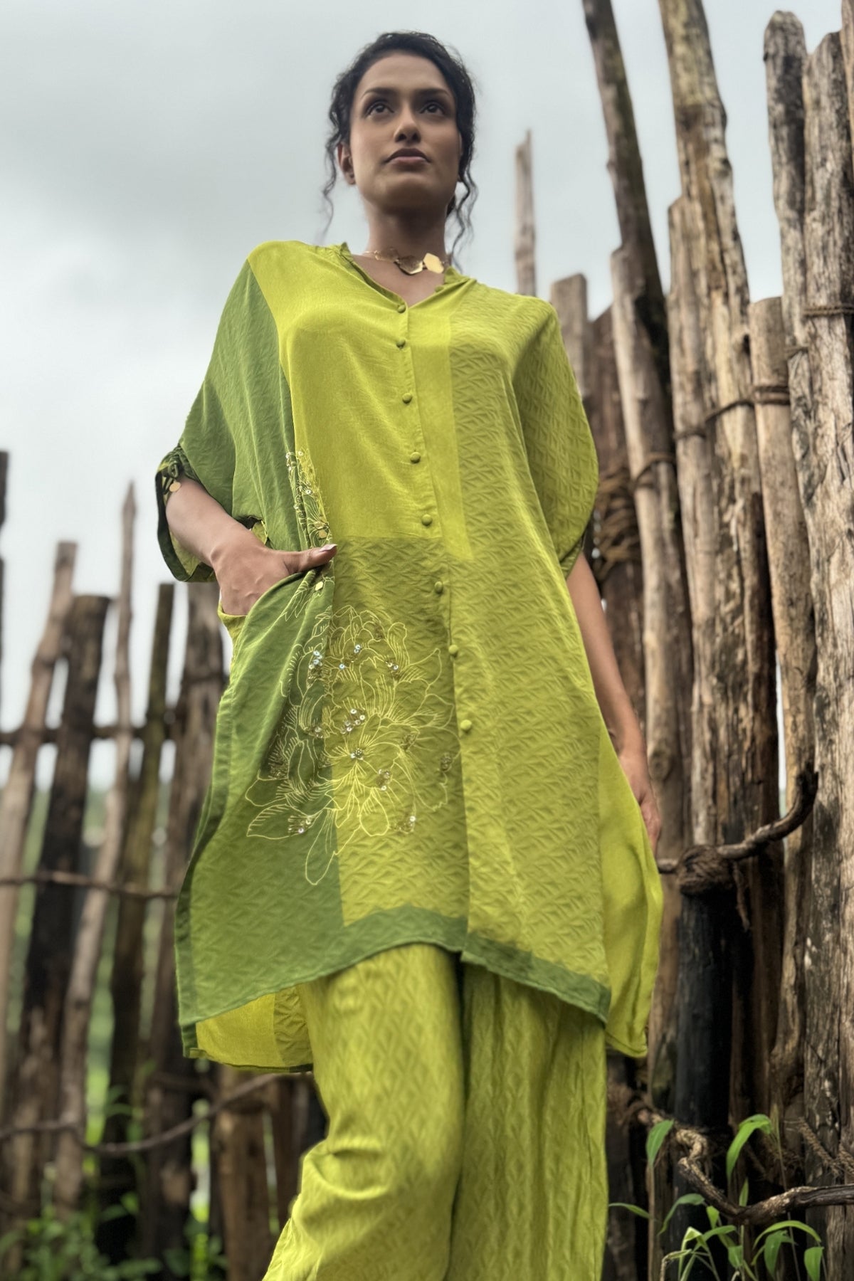 Olive Green Crepe Co-Ord Set