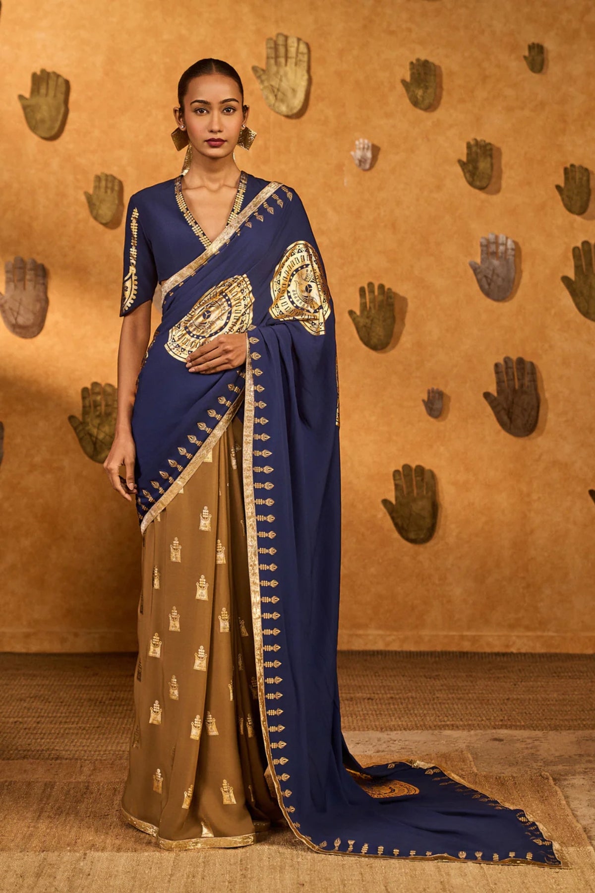 Mocha And Sapphire Moonfish Saree