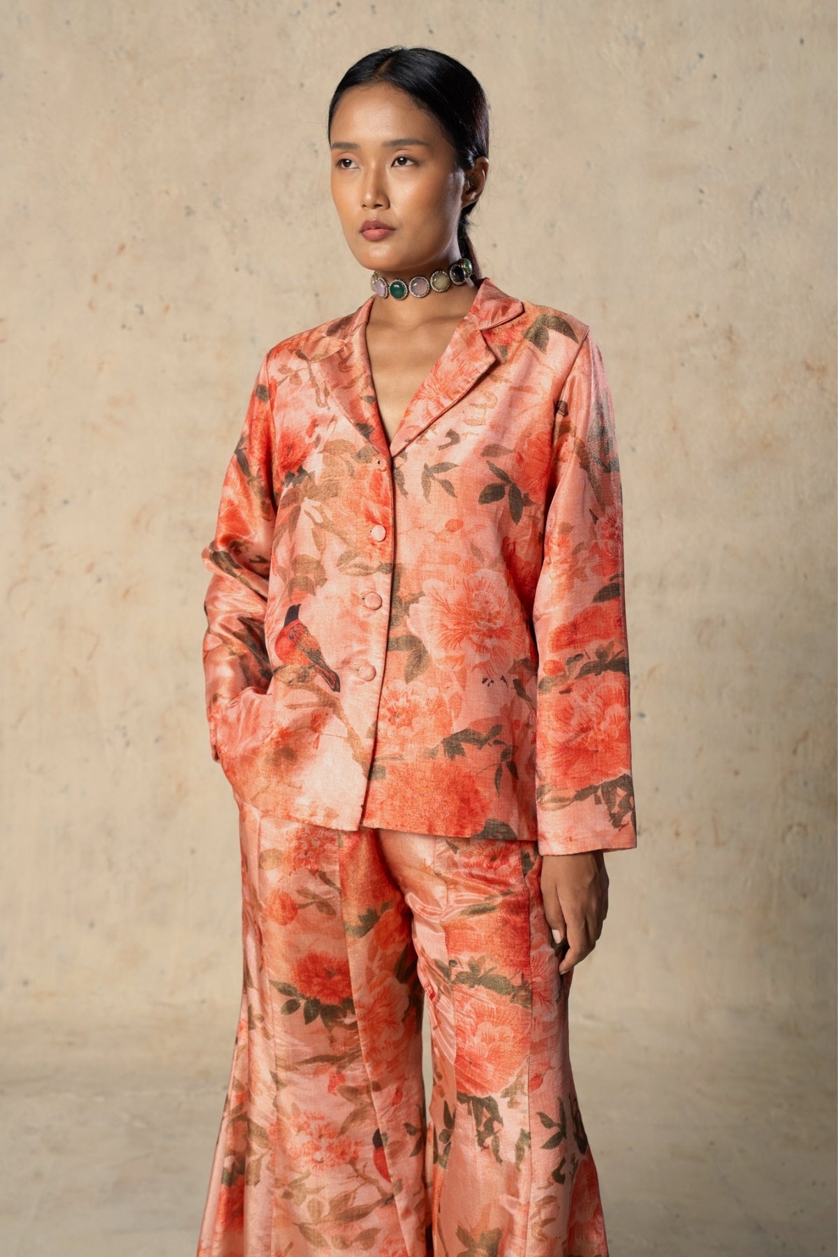 Printed Tissue Jacket Pant Set