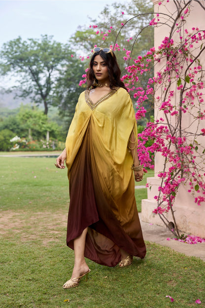 BROWN YELLOW OMBRE KAFTAN