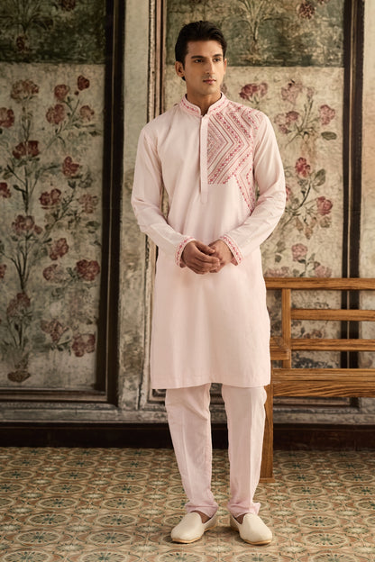 BLUSH PINK EMBROIDERED KURTA & PANTS