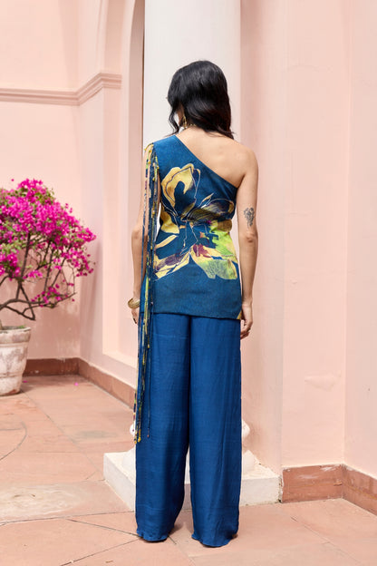 NAVY GOLD PRINTED JACKET SET