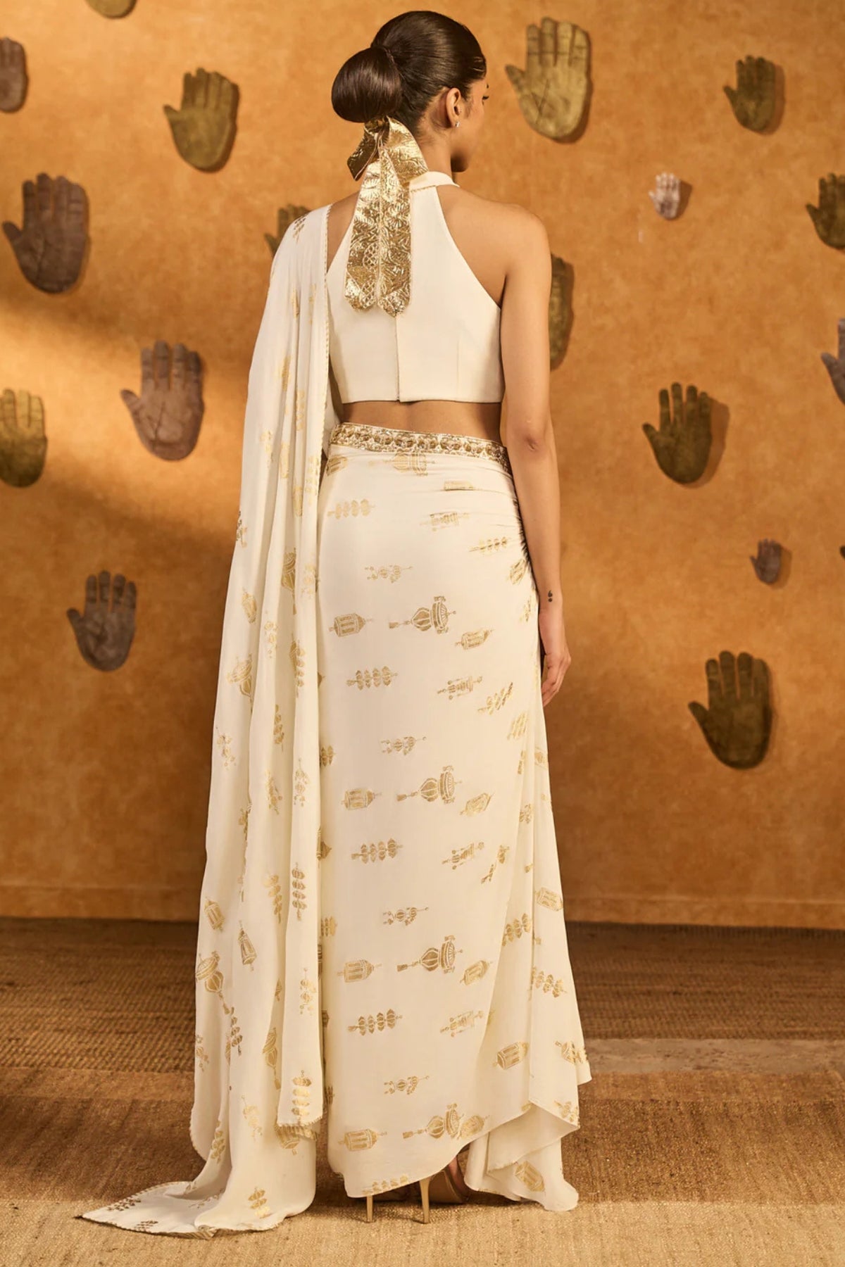 Ivory Soft Lantern Sticthed Saree