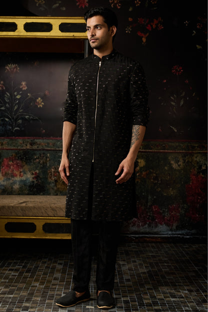 BLACK EMBROIDERED JACKET & PANTS