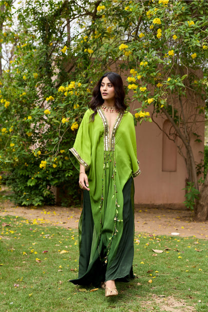 ALGAE GREEN OMBRE KAFTAN SET