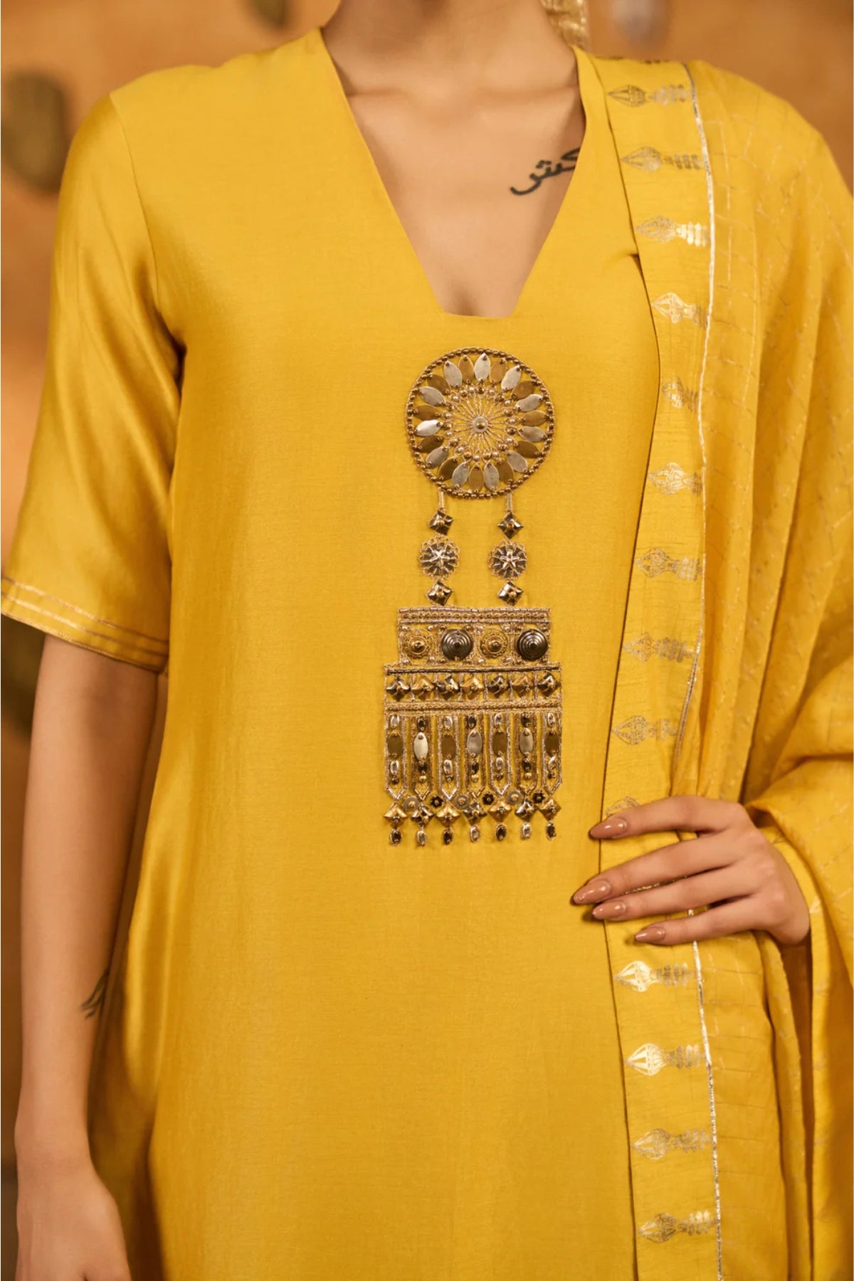 Spiced Ochre Gilded Kettle Kurta Set
