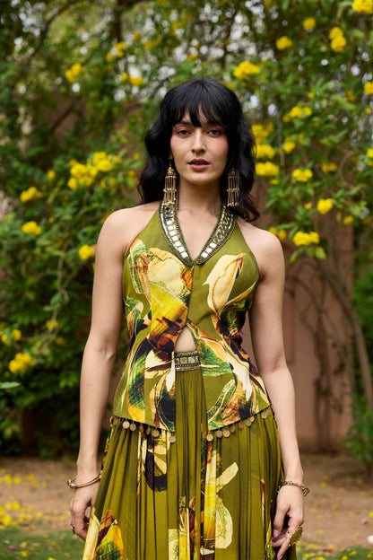 MATCHA GREEN JACKET LEHNGA SET