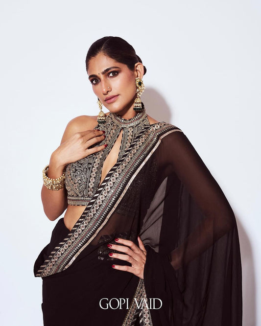 Kubbra Sait and Akanksha Malhotra in Golconda Anupa Saree Set