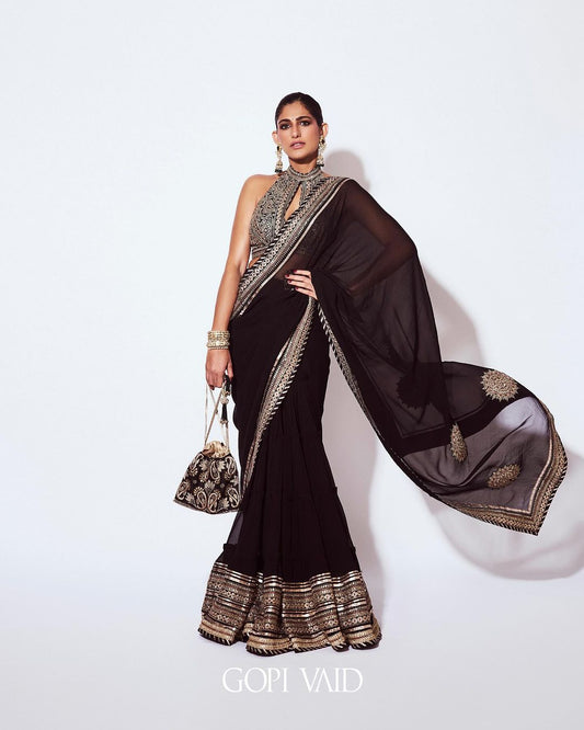 Kubbra Sait and Akanksha Malhotra in Golconda Anupa Saree Set