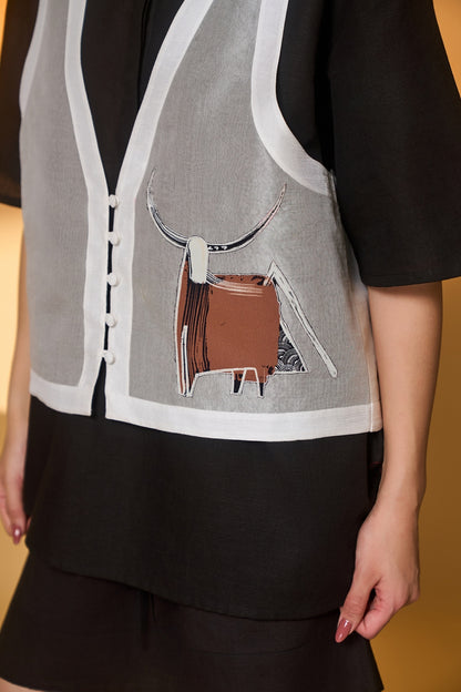 Ivory Noir Stag Printed Co Ord