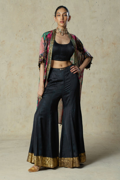 Printed Organza Jacket Pant Set