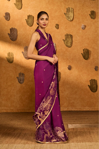 Berry Wine Zen Saree