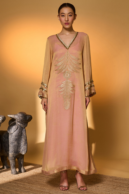 Baby Pink Moonfield Embroidered Kaftan