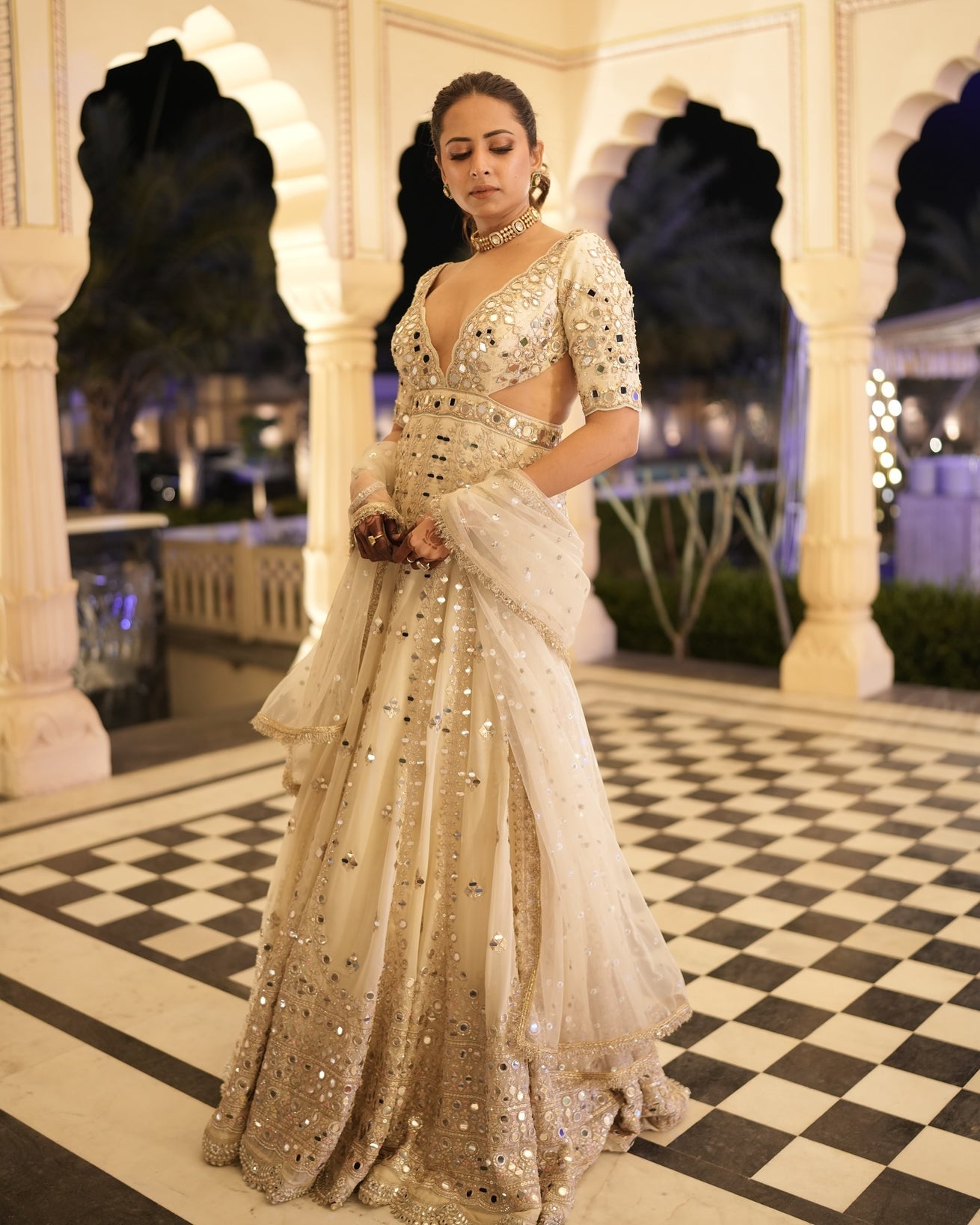 Sargun Mehta in Aasmi Anarkali Set
