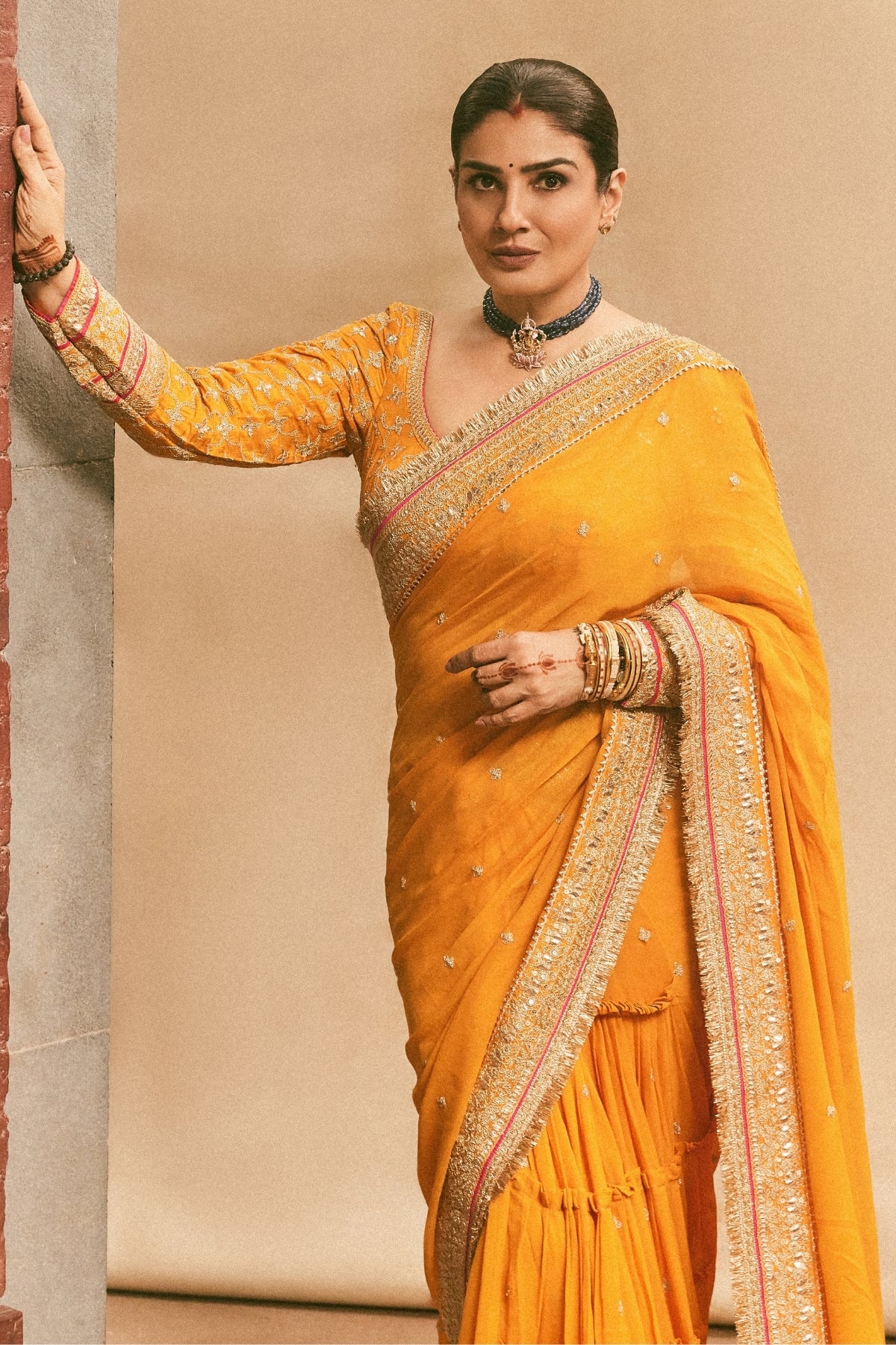 Raveena Tandon in Dilruba Saree Set