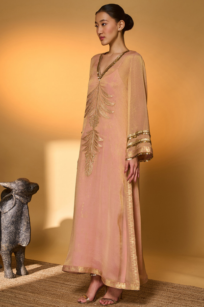 Baby Pink Moonfield Embroidered Kaftan