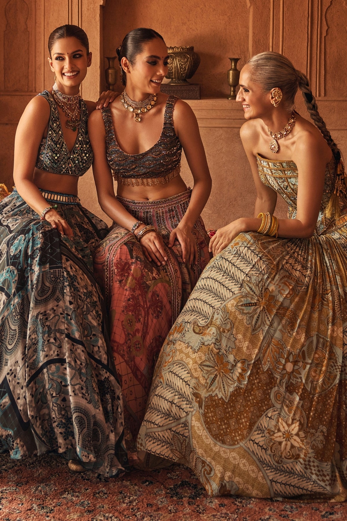 YELLOW FLORAL CORSET WITH TASSEL LEHENGA & PRINTED DUPATTA SET