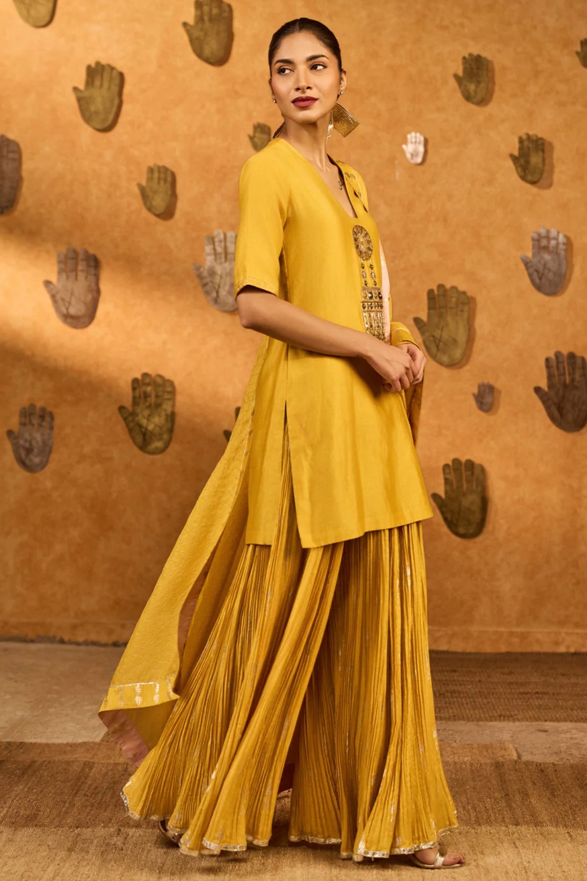 Spiced Ochre Gilded Kettle Kurta Set