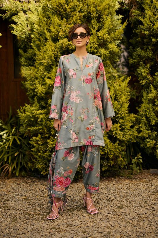Powder Blue Floral Print